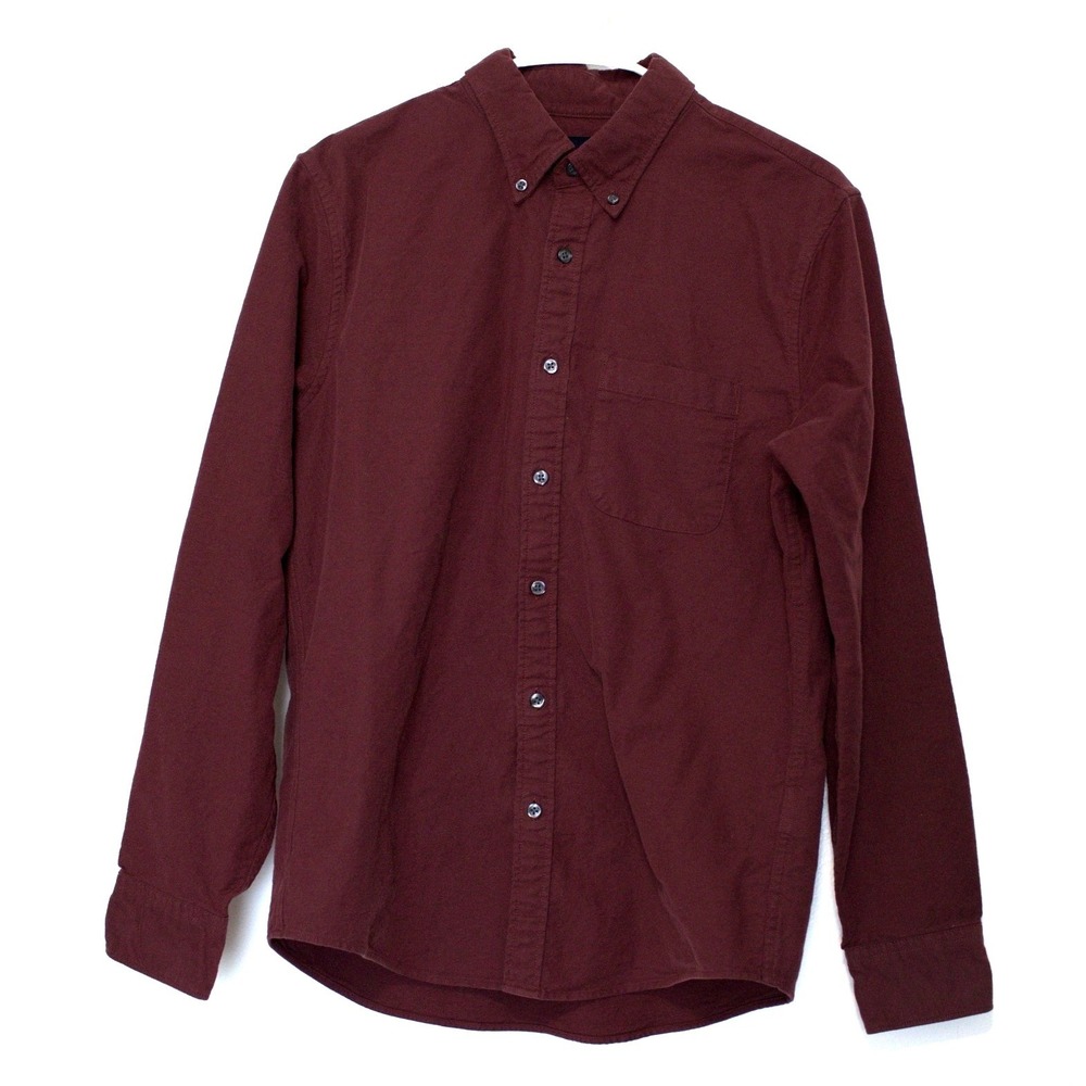 Abercrombie & Fitch Mens Stretch Button Down Shirt Burgundy Maroon Small